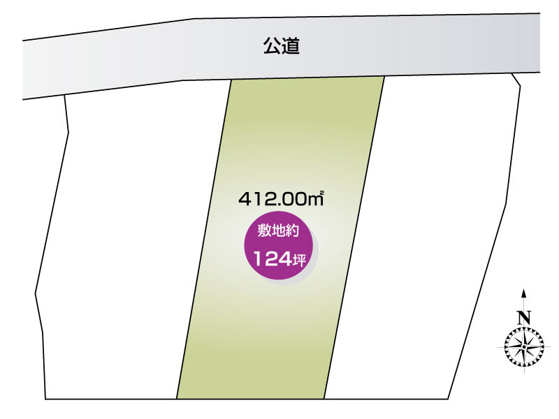 石塚町B区画　土地面積:412.00㎡（124.62坪）