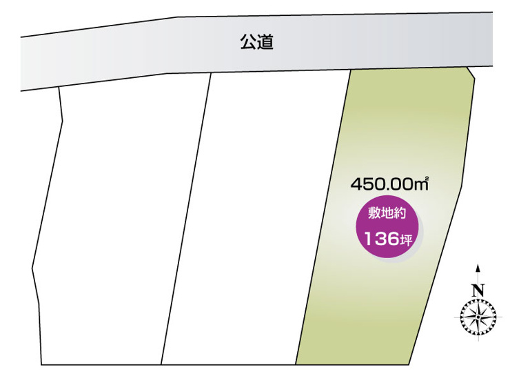 石塚町C区画　土地面積:150.00㎡（136.12坪）