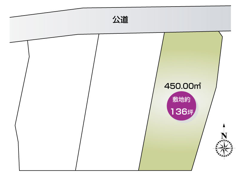 石塚町C区画　土地面積:150.00㎡（136.12坪）