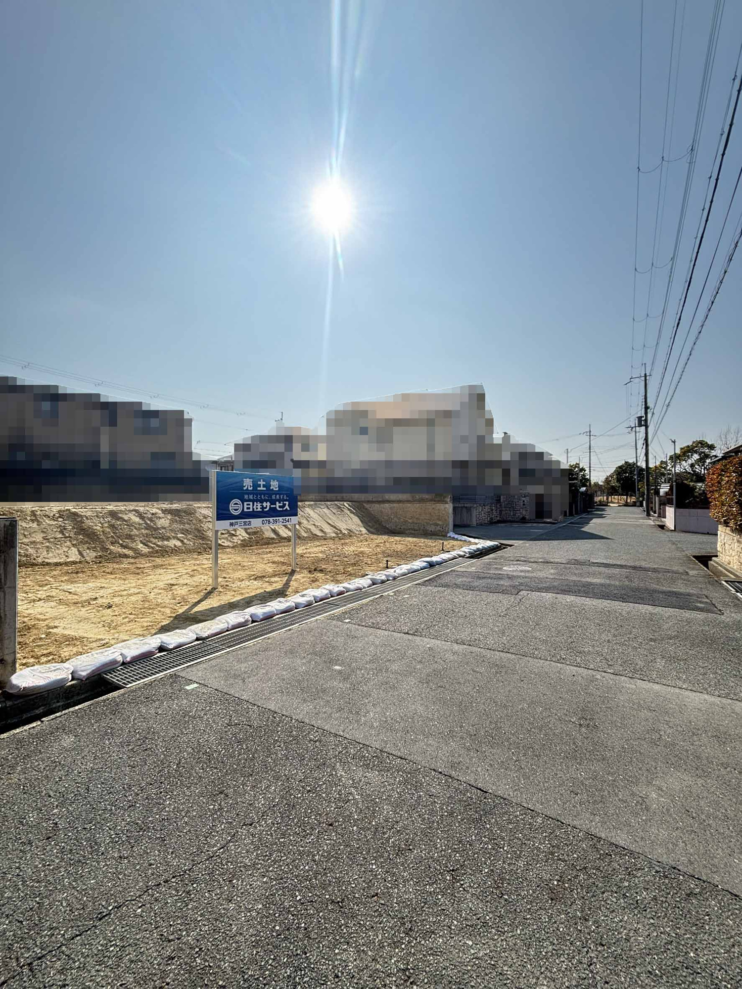 美賀多台２丁目土地の前面道路含む現地写真|北西側公道幅員約6.0ｍ