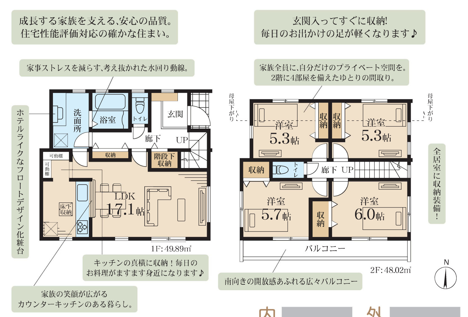 横浜市旭区三反田町 新築戸建て【仲介手数料無料】カースペース2台の間取り