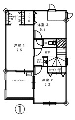 リナージュ　三島市富田町　第1期　全2棟の間取り|●1号棟２階 間取図●
敷地面積：176.79㎡（53.18坪）
建物面積：101.02㎡（30.56坪）

