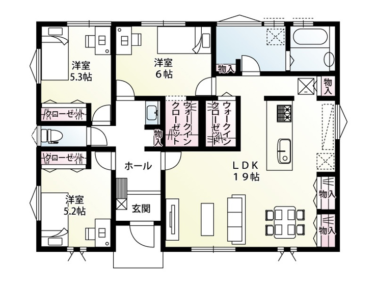 【境女塚3区画　1号棟　間取り図】
