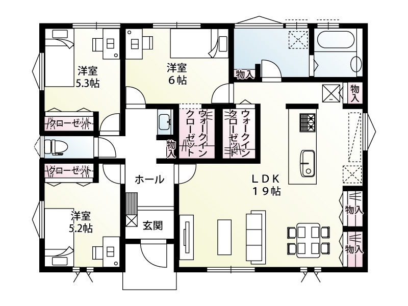 【境女塚3区画　1号棟　間取り図】