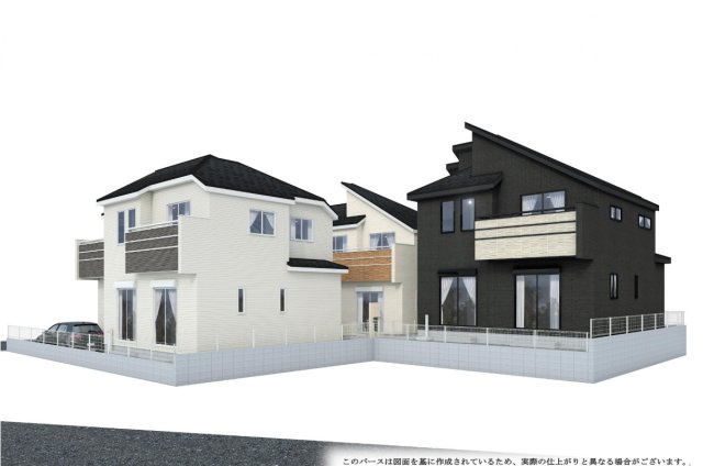 横浜市瀬谷区北新 新築戸建て【仲介手数料無料】カースペース2台の外観パース