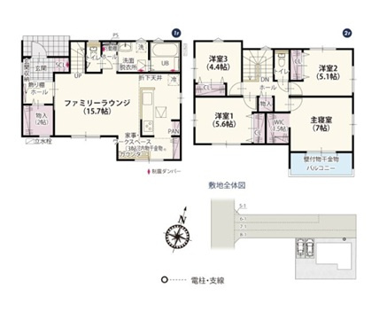前橋市下小出町第5期　新築住宅全8棟の間取り|■土地50.51坪　建物31.69坪　パントリー　WIC　南面バルコニー■