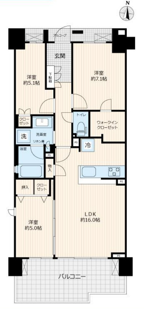 ヒルコートテラス横浜汐見台F棟【仲介手数料無料】の間取り