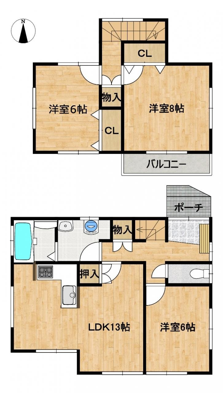伊勢崎市上諏訪町　中古住宅の間取り|◇土地60.04坪◇
