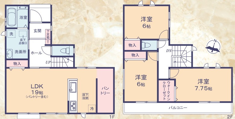 ハートフルタウン　葵区田町2丁目142番　～全2棟～の間取り|●A号棟間取り●
土地面積：102.74㎡（31.07坪）
建物面積：95.64㎡（28.93坪）