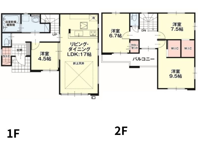 17帖のゆとりあるLDKと4LDKの間取りを採用。家族が集う開放的なリビングに加え、各居室を確保した使い勝手の良い住まいです。日々の暮らしを快適にサポートします。