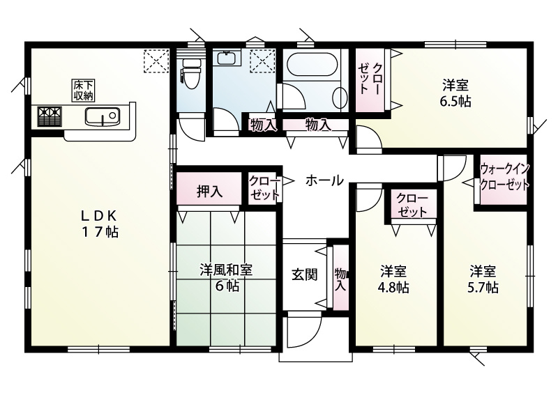 1号棟　建物面積：94.77㎡（28.66坪）
　　　  土地面積：321.44㎡（97.23坪）
