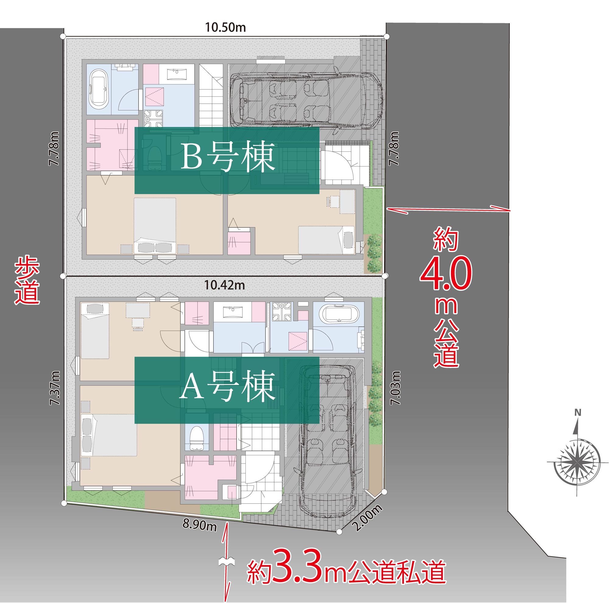 新築分譲［ミラクラス上連雀Ⅱ］の区画図|２階建て・耐震等級3・省エネZEH