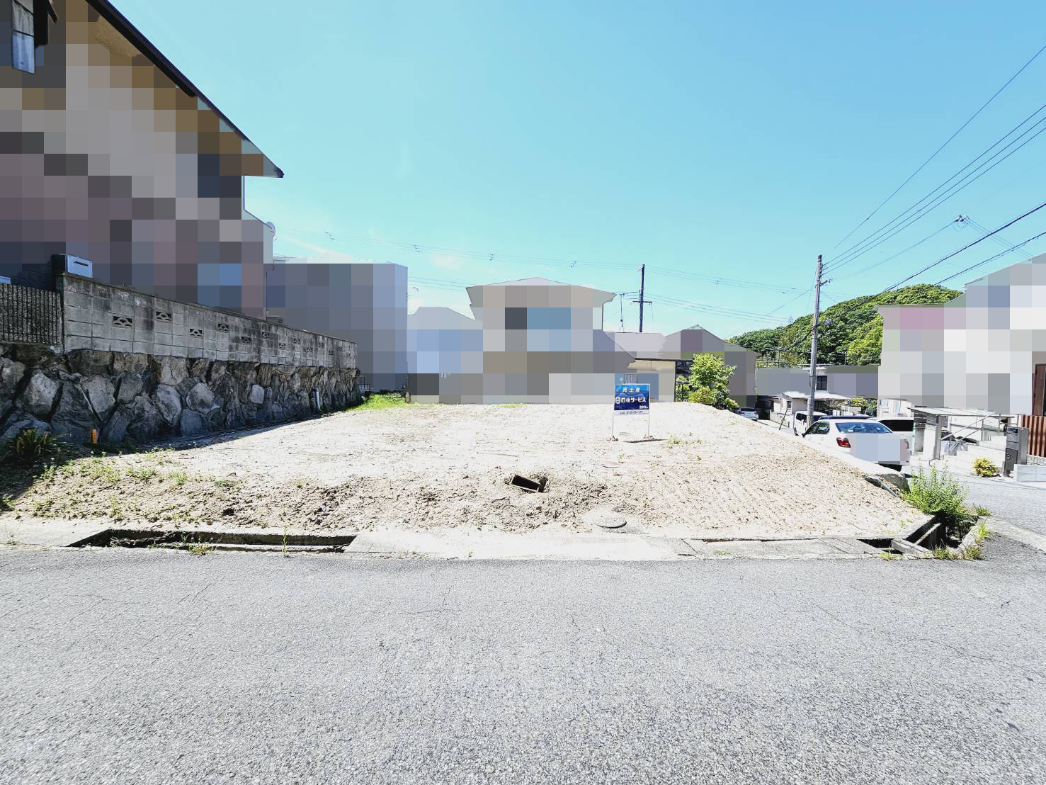 友が丘５丁目土地の外観|■土地200.24㎡／約60.5坪■現況更地■整形地■角地につき、開放感有