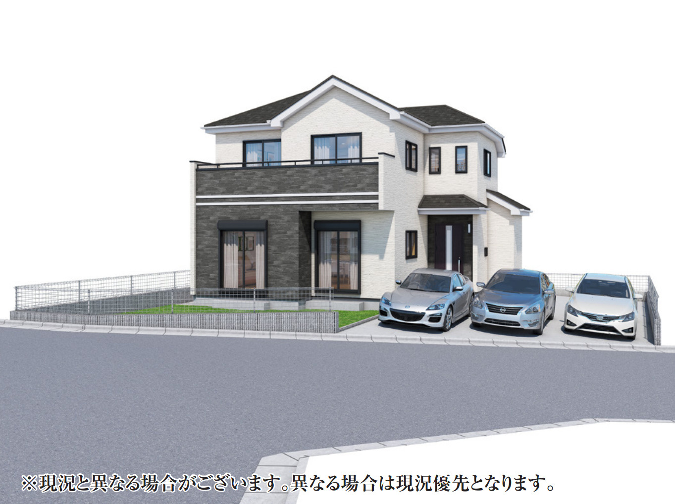 横浜市港南区下永谷５丁目 新築戸建て【仲介手数料無料】カースペース2台の外観パース