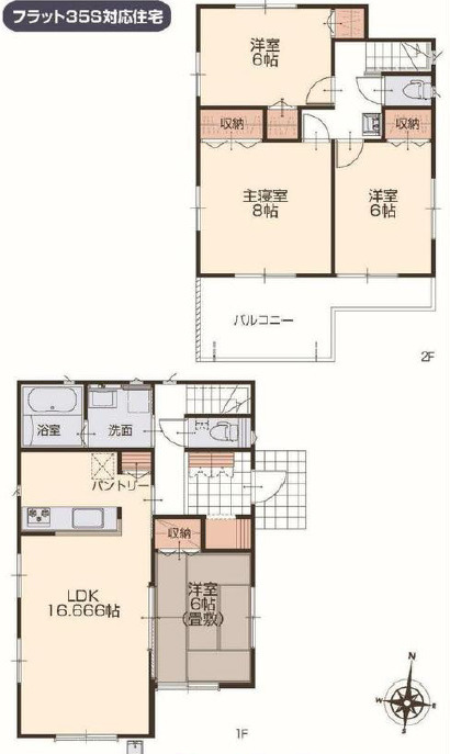 那須塩原市埼玉の新築一戸建の間取り|■建坪31.30坪　敷地61.9坪 　全居室６帖以上　パントリー　二階洗面台■