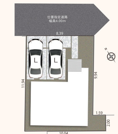 清水区江尻台町10期　全1棟の区画図|２台並列駐車可能です！