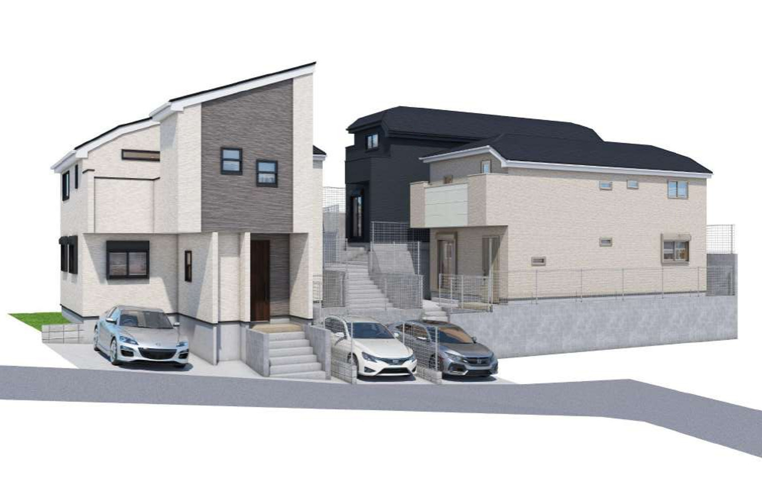 横浜市港北区篠原西町　新築戸建【仲介手数料無料】の外観パース