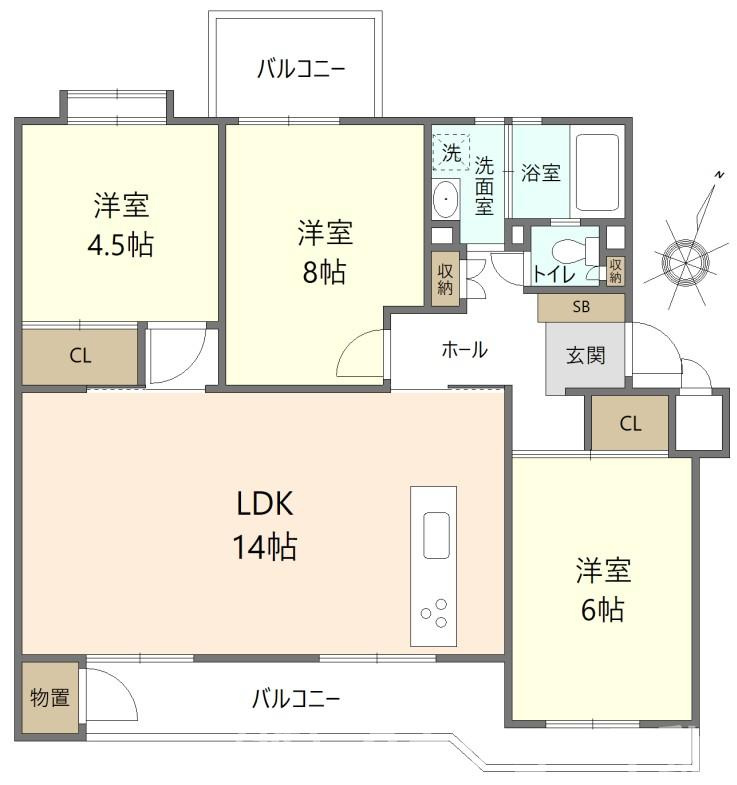 船橋グリーンハイツ　3号棟の間取り