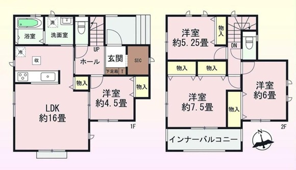 高崎市乗附町　新築住宅全1棟の間取り|■建坪31.55坪　敷地46.15坪　SIC　全居室収納付き　インナーバルコニー■