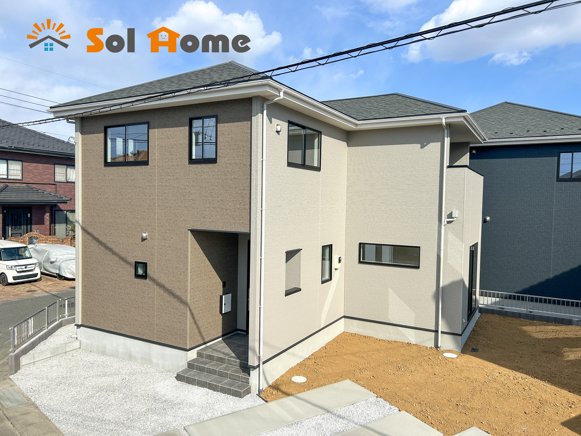 伊勢崎市今泉町1期　新築住宅全2棟の外観|◆本日のご案内も大歓迎です♪◆ 図面や写真では分からない部分を不動産のプロが丁寧にご説明いたします！！ 年中無休のソルホームはいつでもお問い合わせをお待ちしております♪