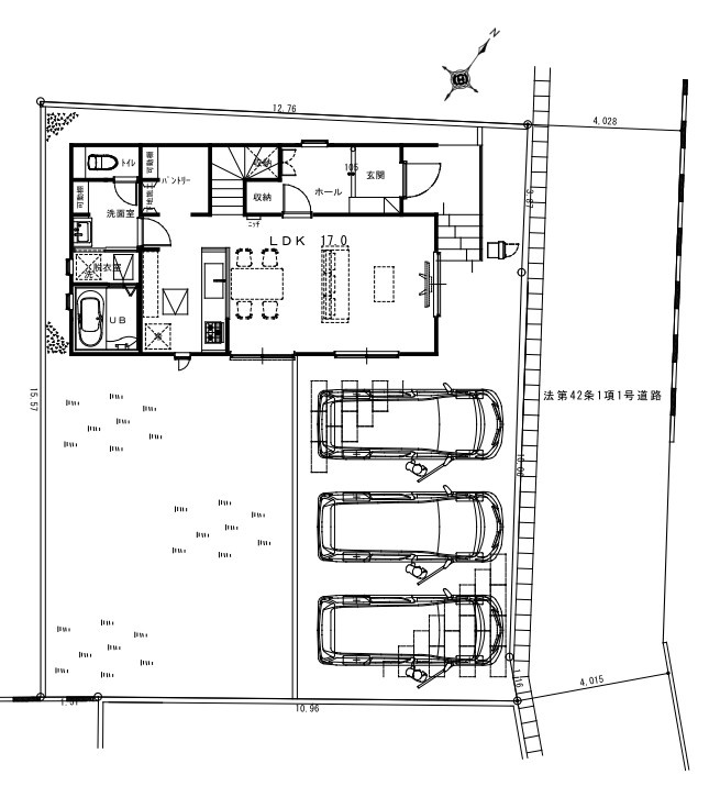 リナージュ　清水区石川新町　01期　全1棟の区画図|陽当たりの良い住環境と17坪(約34帖)以上のお庭スペースが魅力です♪