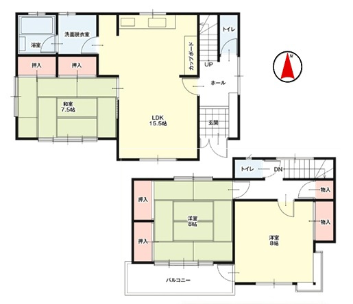 高崎市井野町2期　中古住宅の間取り|■土地48.37坪　建物29.30坪　収納豊富　バルコニー■