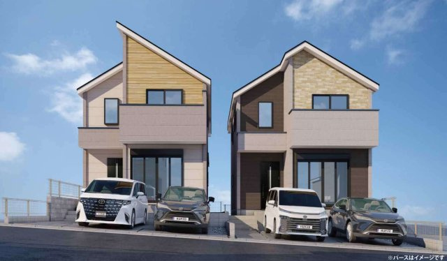 横浜市金沢区富岡西1丁目 新築戸建て【仲介手数料無料】カースペース2台の外観パース