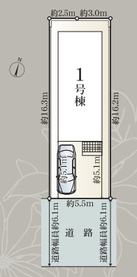 クレイドルガーデン　駿河区大谷　第5　全1棟の区画図|南に面した広々道路♪