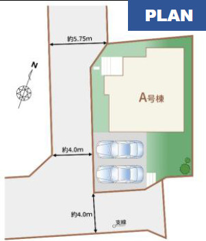 宇都宮市大和１丁目　新築住宅全１棟の区画図|南西角地で日当たり・通風良好！江曽島駅まで徒歩１１分で通勤・通学に便利♪