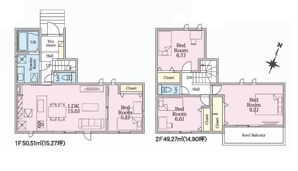 高崎市石原町1期　新築住宅全1棟の間取り|■建坪30.18坪　敷地39.39坪　全居室収納付き　ワイドバルコニー■