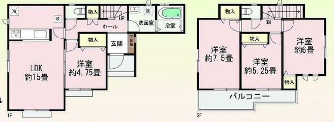 宇都宮市鶴田町2488　新築住宅全３棟の間取り|■建坪27.8坪　敷地48.65坪　全居室南向き　広々バルコニー　主寝室７．５帖■