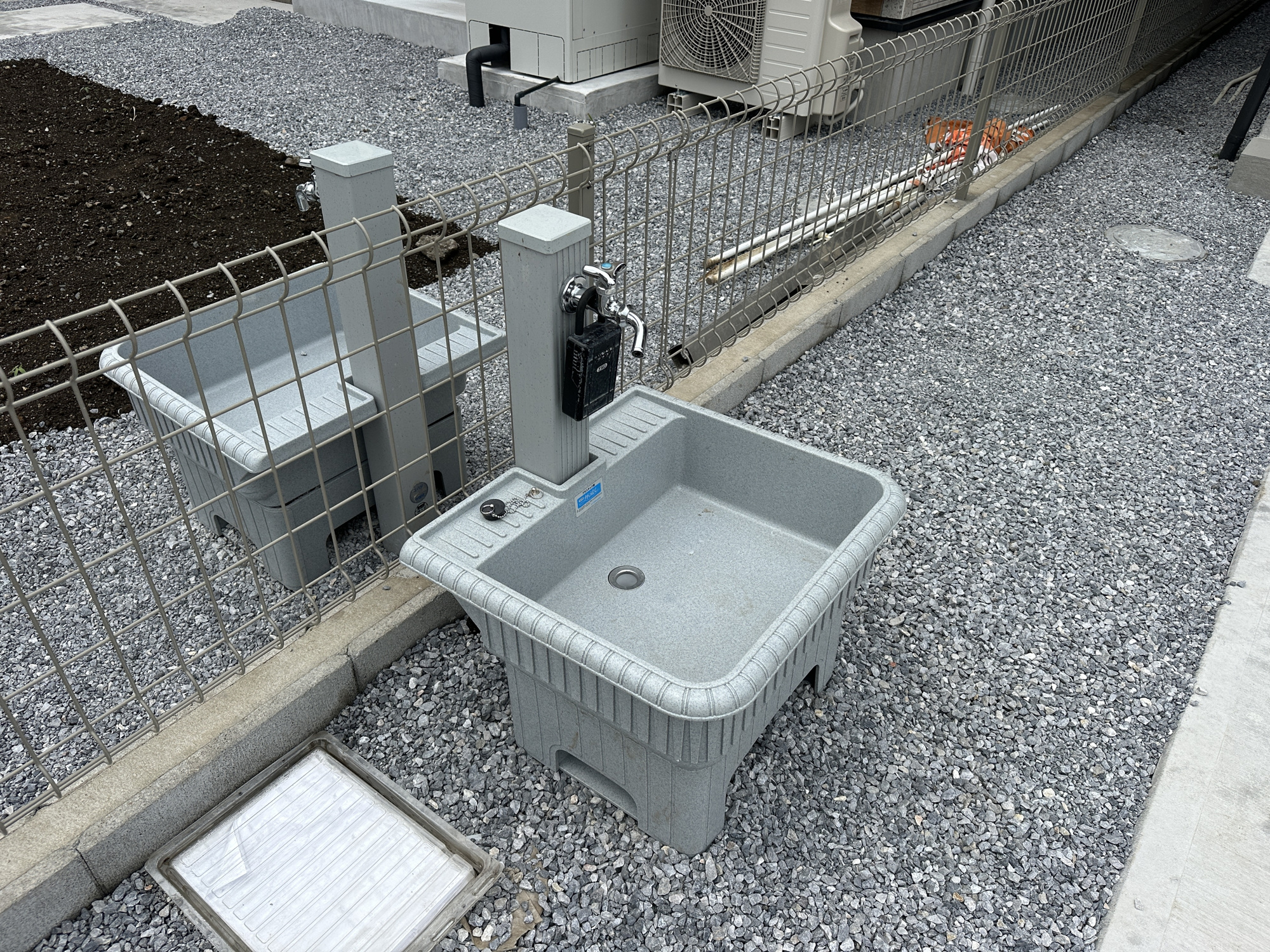 宇都宮市平松３丁目の新築一戸建の設備|お庭には、立水栓があるのでお子様のお庭遊び後もすぐに手洗いが可能です♪
