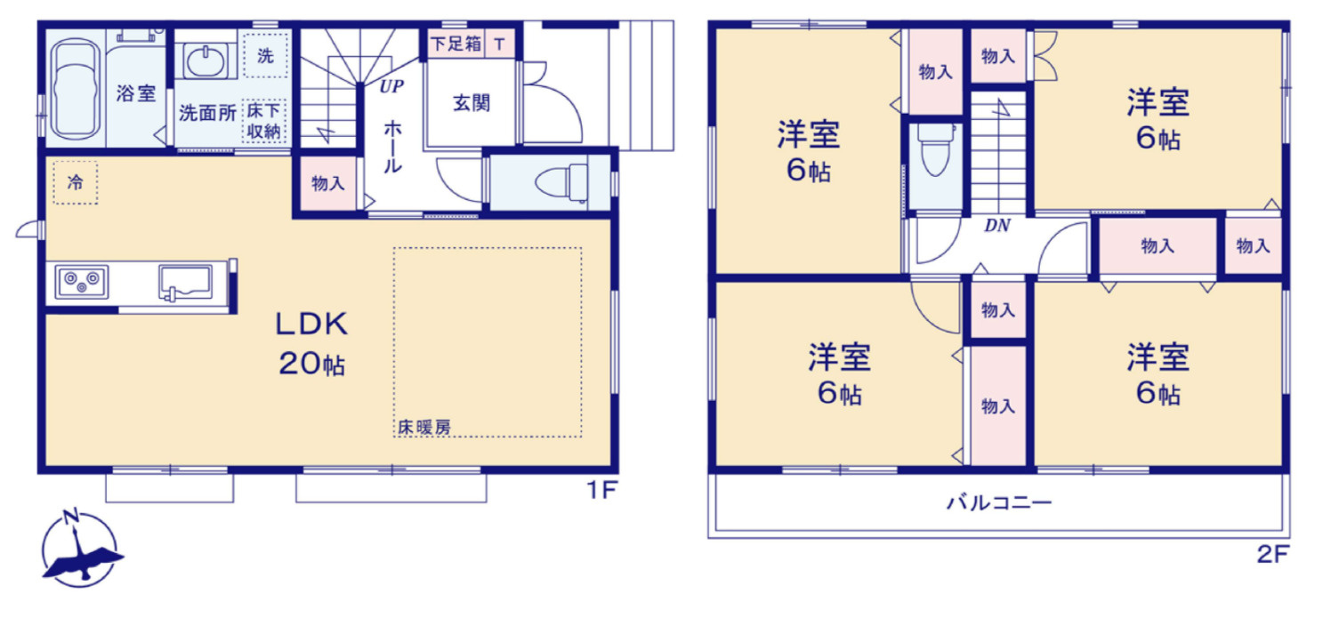 横浜市栄区小山台2丁目 新築戸建て【仲介手数料無料】カースペース3台の間取り