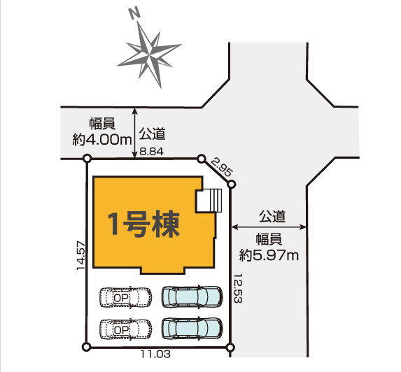 ケイアイグレイス　静岡市葵区秋山町2期　全1棟の区画図|4台駐車可能スペースあります♪