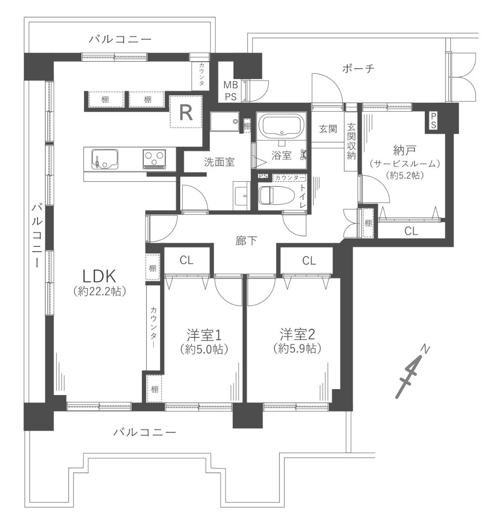 コスモハイツ新大阪2番館の間取り
