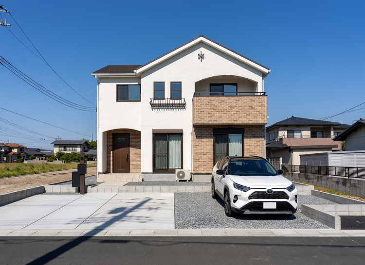 【3号棟：外観】太田市西新町で叶える、憧れの南欧スタイル。
