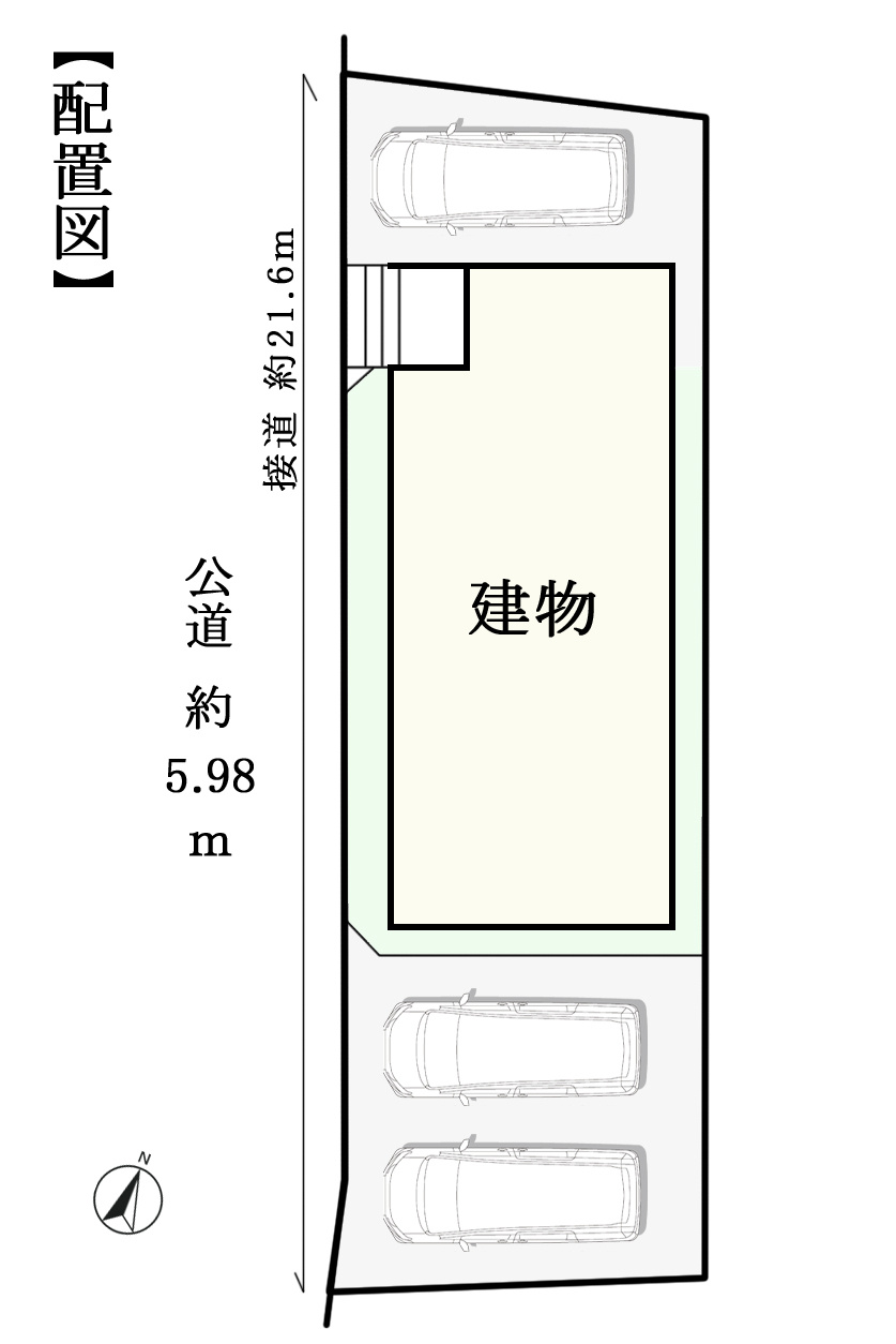 【春日井市東野町Ⅱ 限定1邸】ワイド間口×駐車3台×長期優良住宅の区画図|配置図
駐車スペース3台分（車種による）