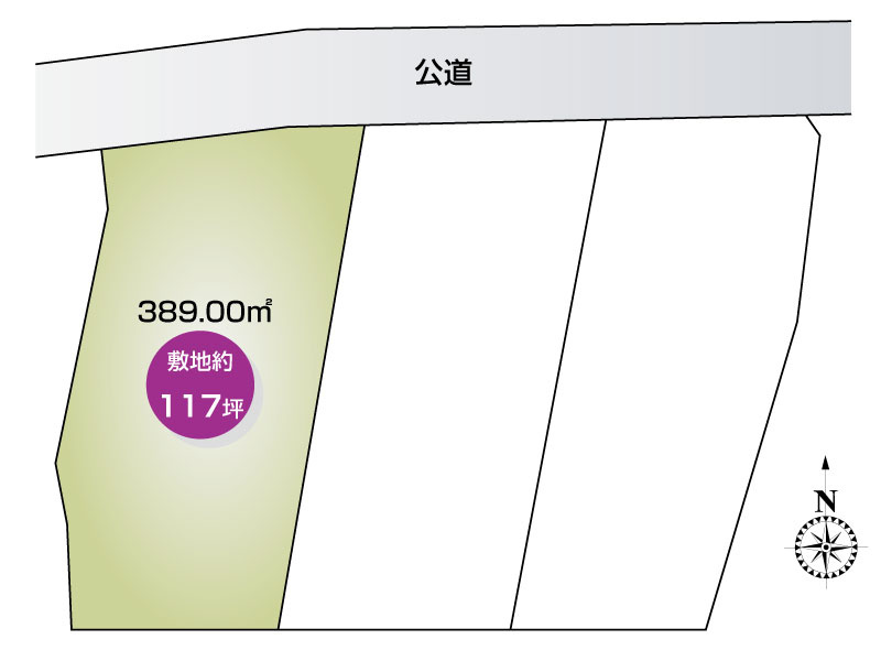 石塚町A区画　土地面積:389.00㎡（117.67坪）