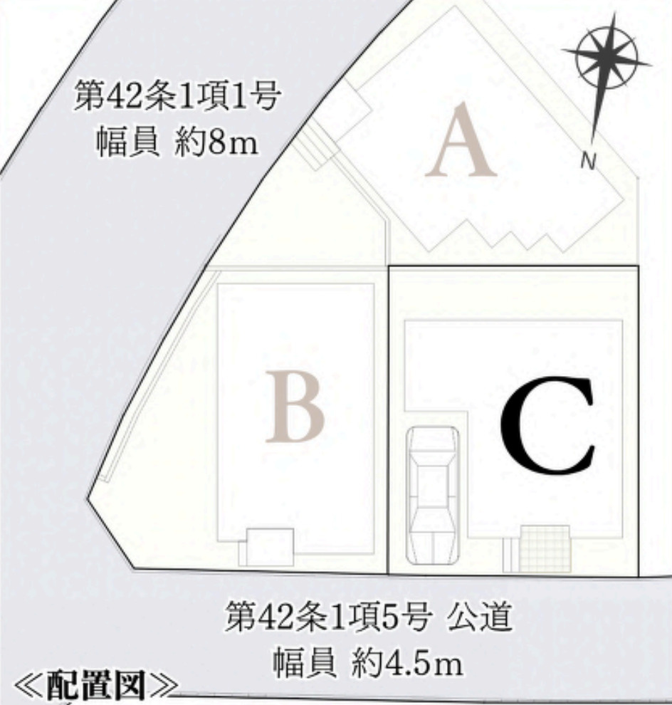 横浜市磯子区田中１丁目 新築戸建て【仲介手数料無料】の区画図