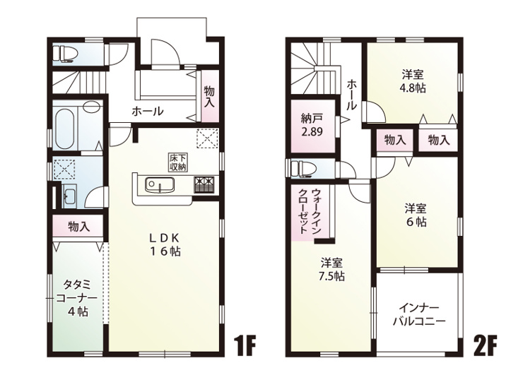 1号棟　建物面積：106.82㎡（32.31坪）
　　　  土地面積：191.30㎡（57.86坪）