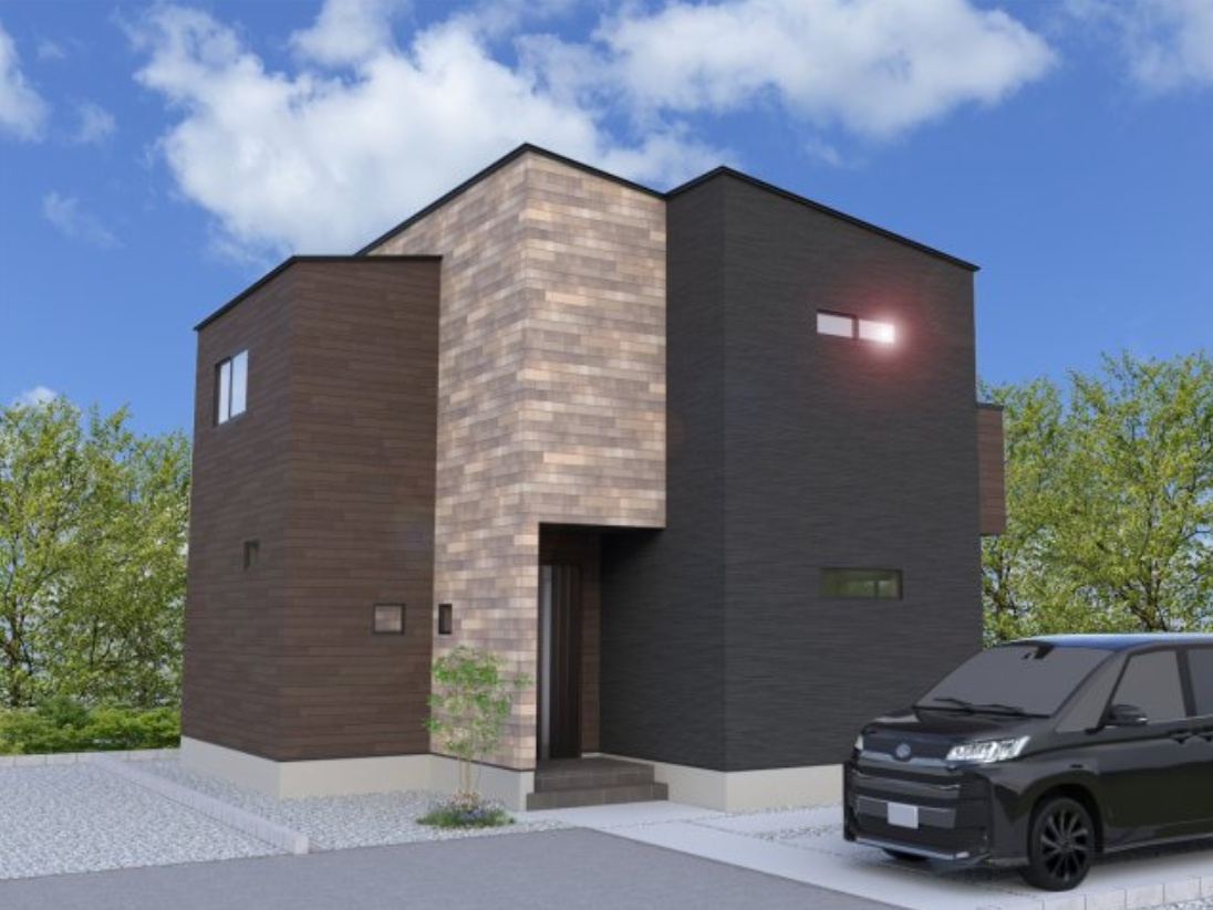 伊勢崎市連取元町第4期　新築住宅全3棟の外観パース|流行に左右されないシンプルなデザインは、飽きにくく長く愛されます。
