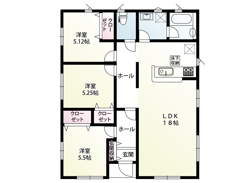 幸手市北1丁目（全3棟）1号棟　間取図