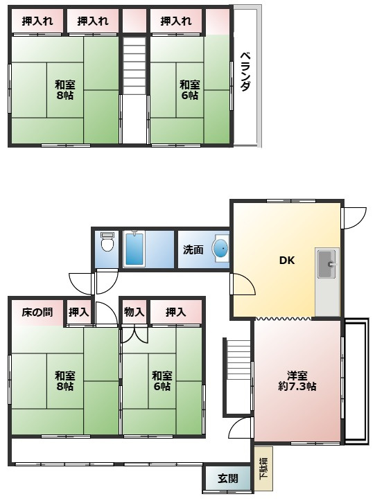 成田市大袋中古戸建の間取り