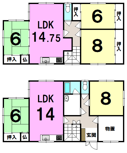 登別市登別本町3丁目15-8　中古住宅の間取り