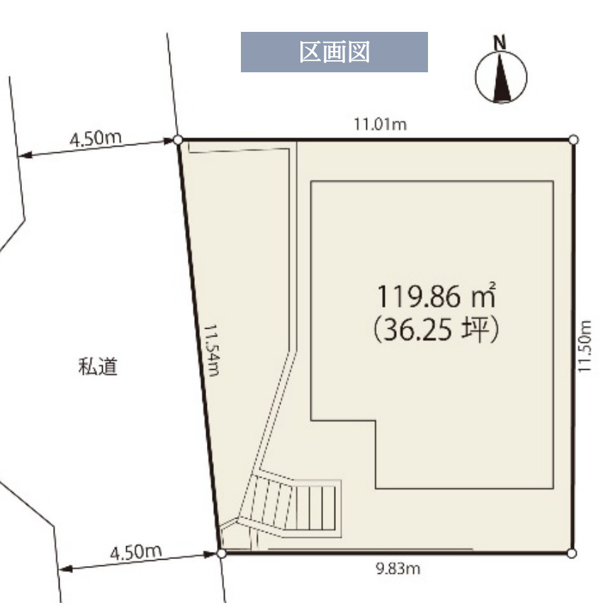 横浜市青葉区美しが丘4丁目 中古戸建て【仲介手数料無料】の区画図