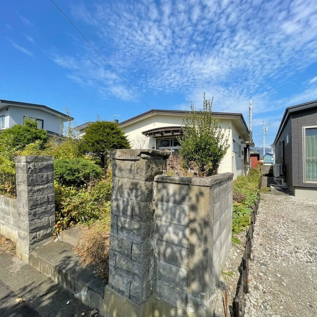 登別市新川町3丁目2-3　中古平屋戸建の前面道路含む現地写真