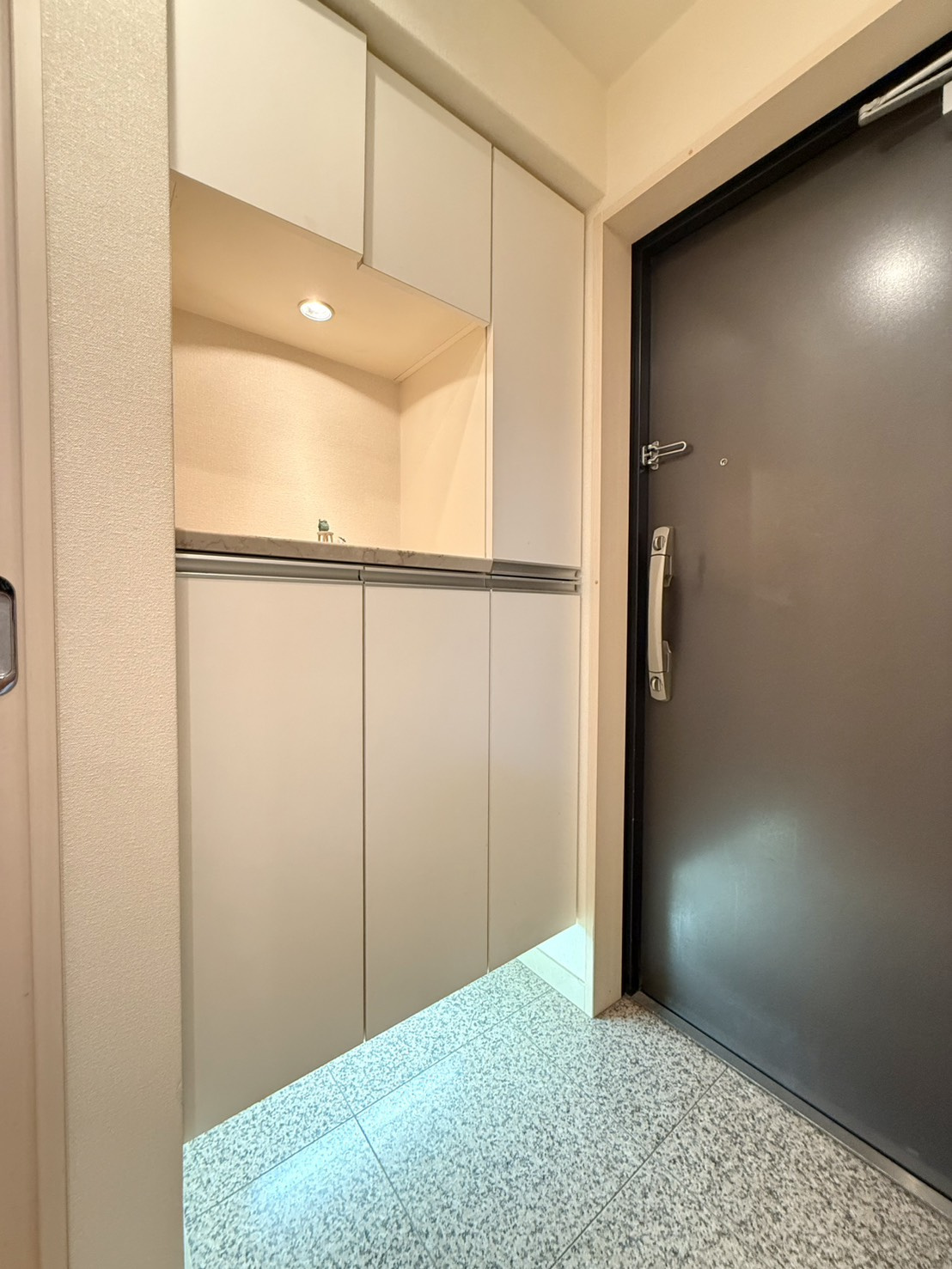 ドルフ灘アルヴィレージュの収納|シューズクローゼット付きで、靴をたっぷり収納できる便利な玄関スペース。玄関周りをすっきりと保ち、いつでも気持ちよくお客様をお迎えできます。