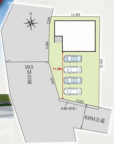 玉村町上飯島2期　新築住宅全1棟の区画図|◇土地69.36坪◇