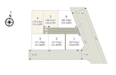 前橋市敷島町第1期　新築住宅全6棟の区画図|「初めまして！」が集まる分譲地。たくさんの子供たちが年齢を問わずに、仲良く一緒に成長できるのは大型分譲地の特徴ですね。