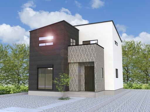 前橋市朝倉町第3期　新築住宅全2棟の外観パース|流行に左右されないシンプルなデザインは、飽きにくく長く愛されます。